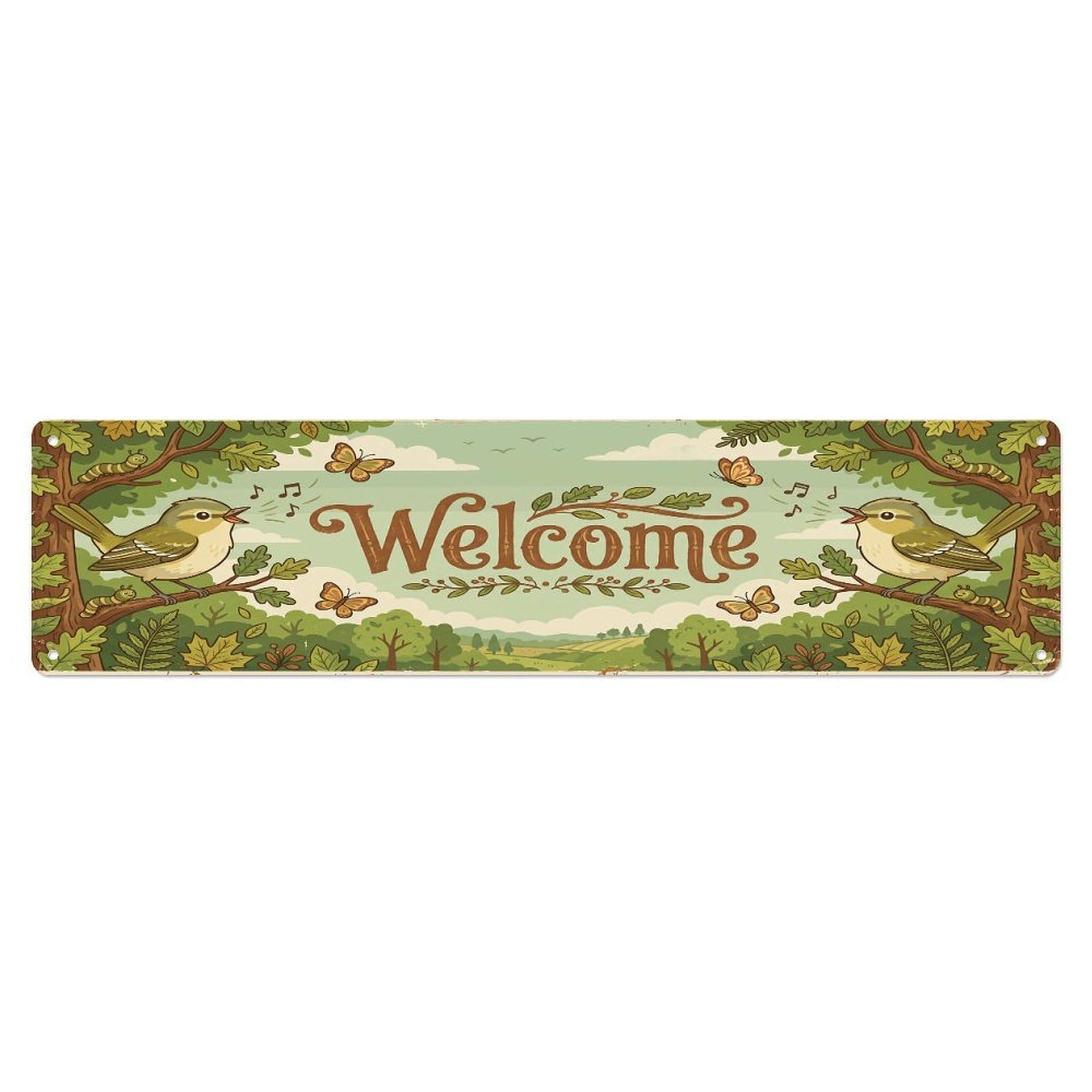 Vintage Welcome Vireo Canopy Metal Tin Sign