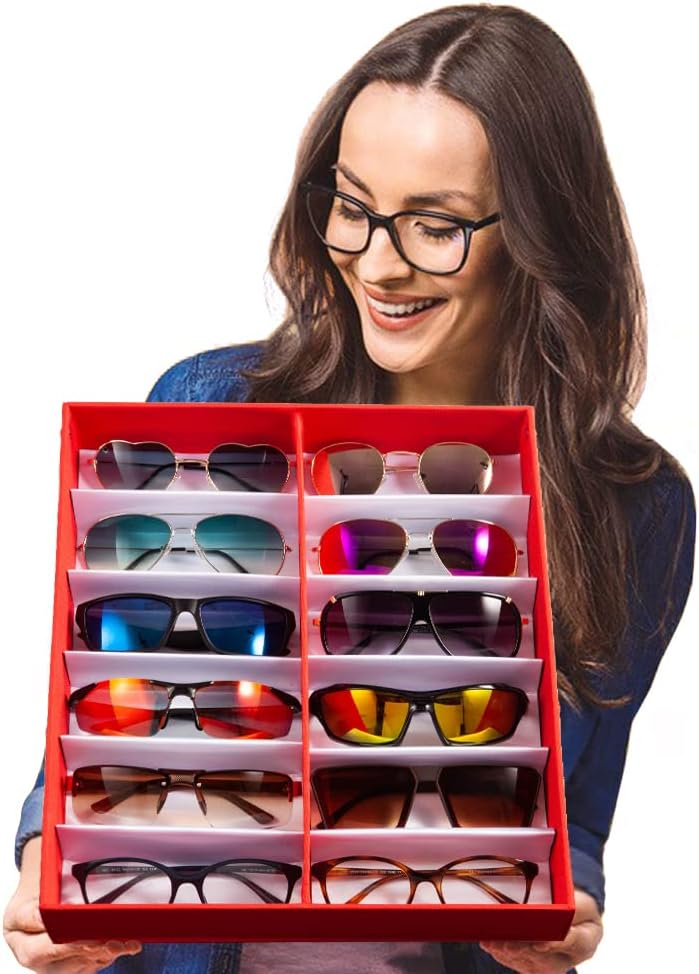 TRIUMPH VISION Sunglasses Organizer Storage Eyeglasses Holder Multiple Glasses Case Box Eyewear Case with Lid