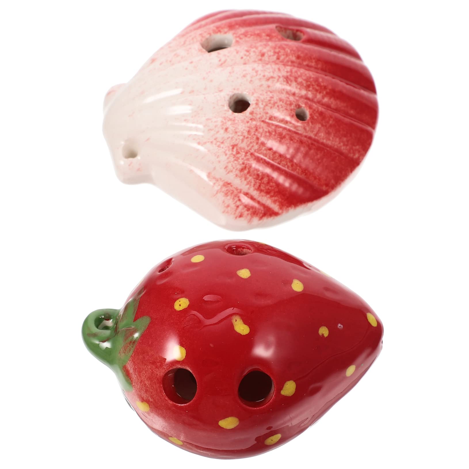 Yardwe Strawberry Ocarina for Boys and Girls 2pcs 6 Holes Wind Instrument Beginner Practice Portable Ceramic Musical Toy