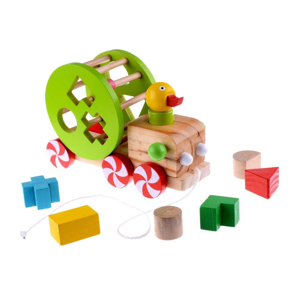 Rolimate Educational Learning Wooden Pull and Shape Color Recognition