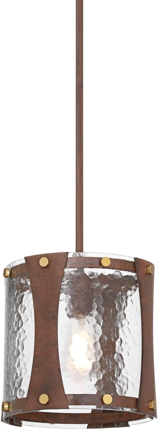 Franklin Iron Works Fable 10 1/4" Wide Rust Brown and Antique Brass Cottage Core Mini Pendant Light