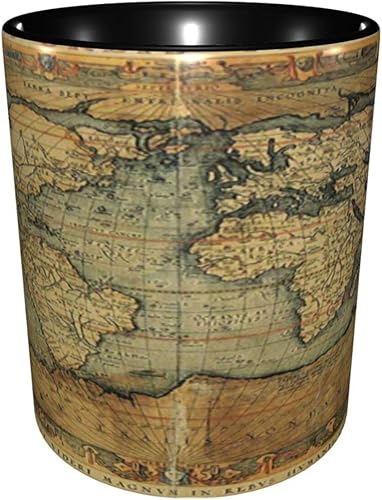 Miniatura 2 de Taza de café, tazas de porcelana con mapa del mundo, antiguo gráfico antiguo vintage del siglo XVI, 11 onzas, para bebidas calientes y todos los