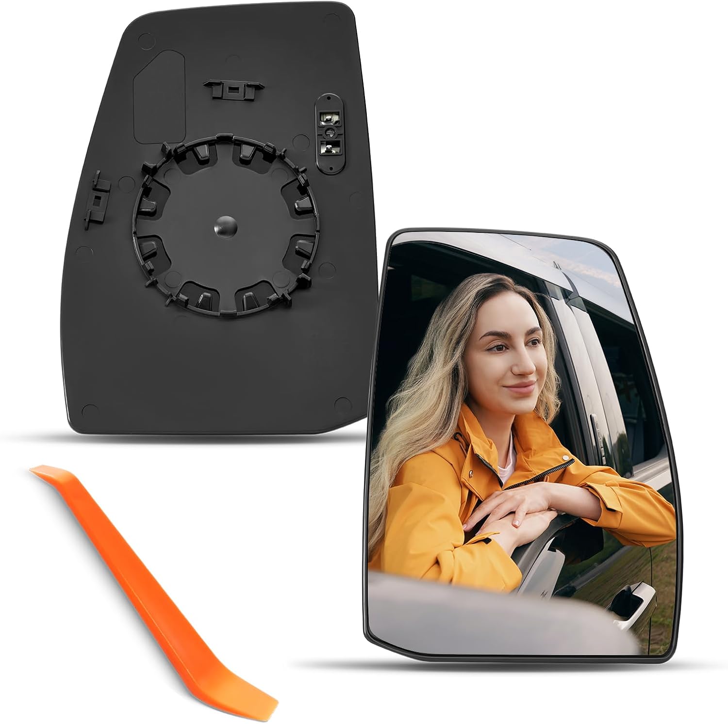 Driver Side Heated Mirror Compatible with Ford Transit 150 250 350 2020-2023, Left Side Mirrors Replacement Glass, Upper
