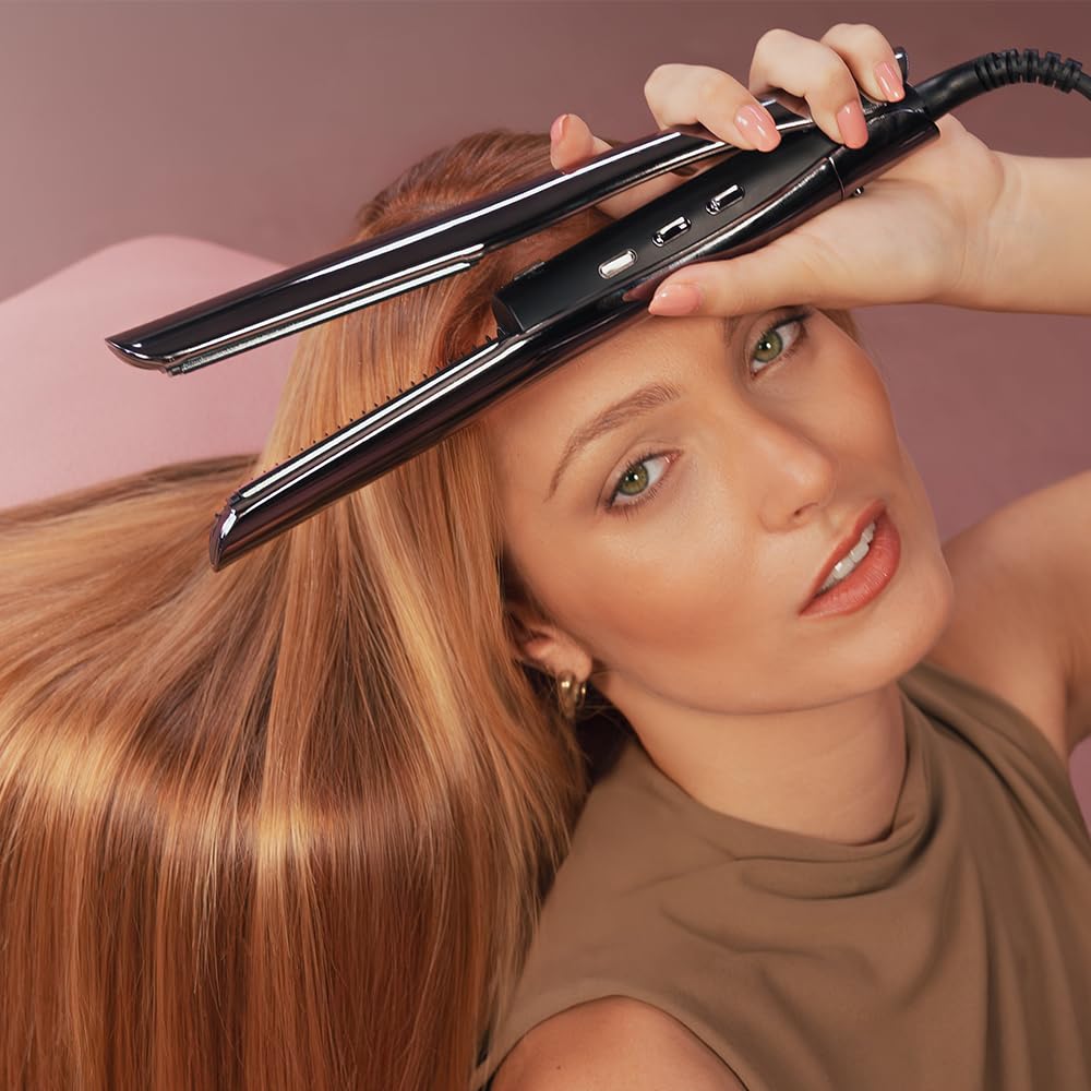 Cecotec Piastra per Capelli con Vapore e Infrarossi Lisse iSteamy Elite. Stiratura Perfetta senza Danni, Idratazione Profonda, Finitura Brillante, Rivestimento Ceramico Cheratina, Temp. Regolabile