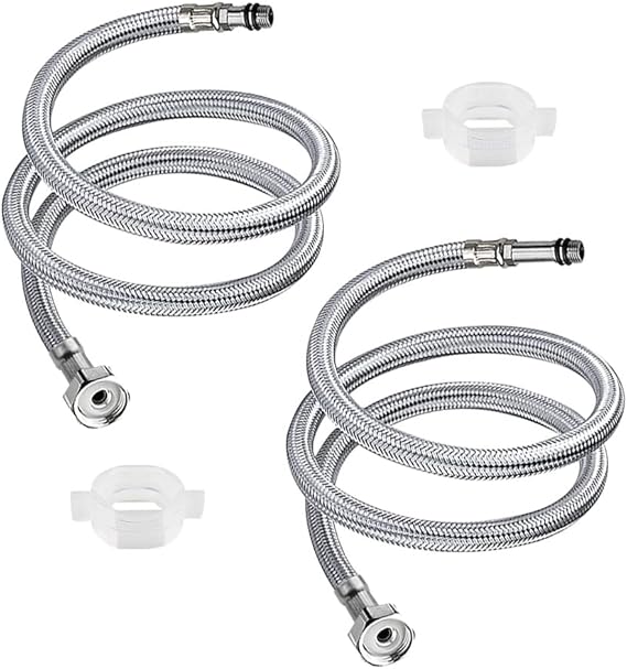 Flexschlauch 3/8 Wasserhahn 4 Stück - Edelstahl Geflecht 10cm/20cm