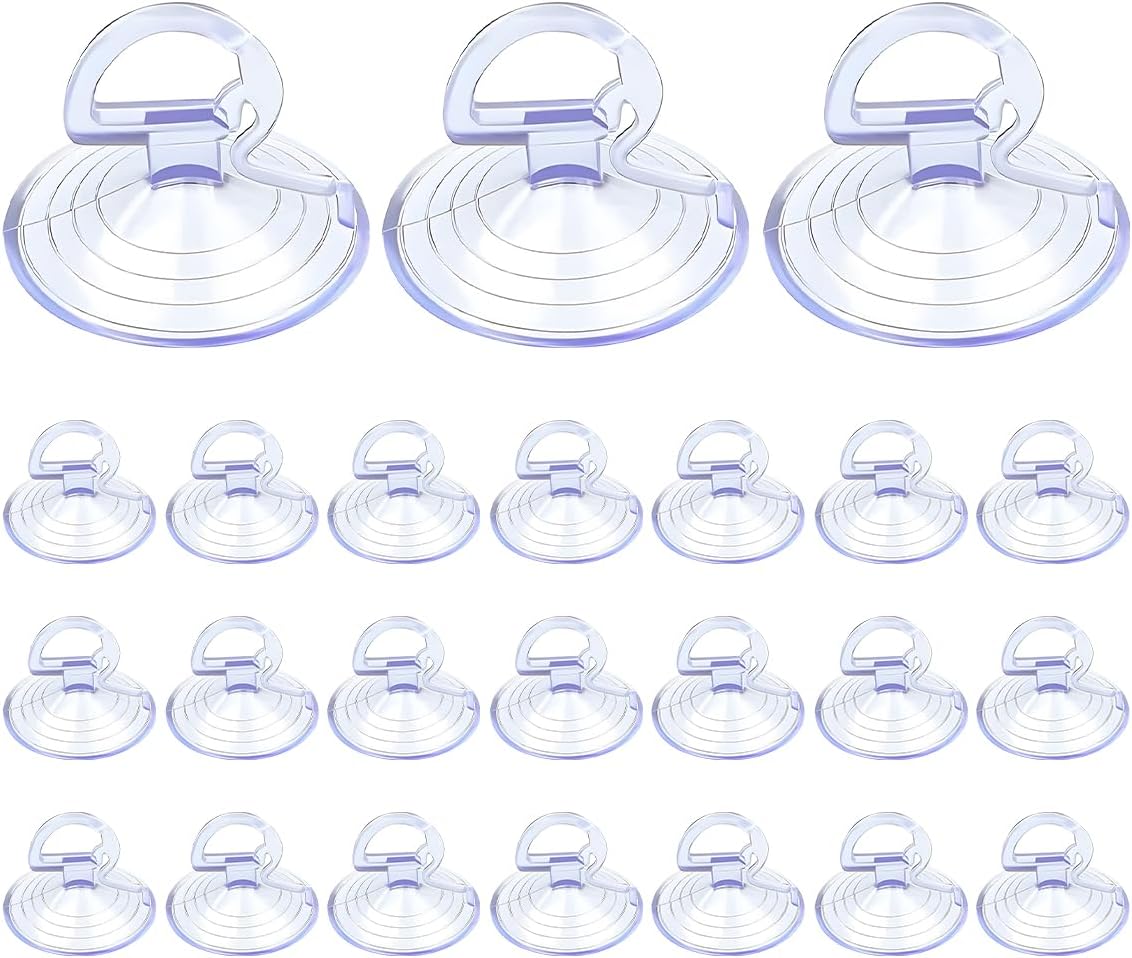 Car Glass Windshield Sunshade Suction Cups, Pull Ring Dovetail Powerful Vehicle Sun Visor Sucker Hook, Multi-Purpose Auto Window Suction Cups, Universal for SUV RV Truck (Transparent/1.38'')
