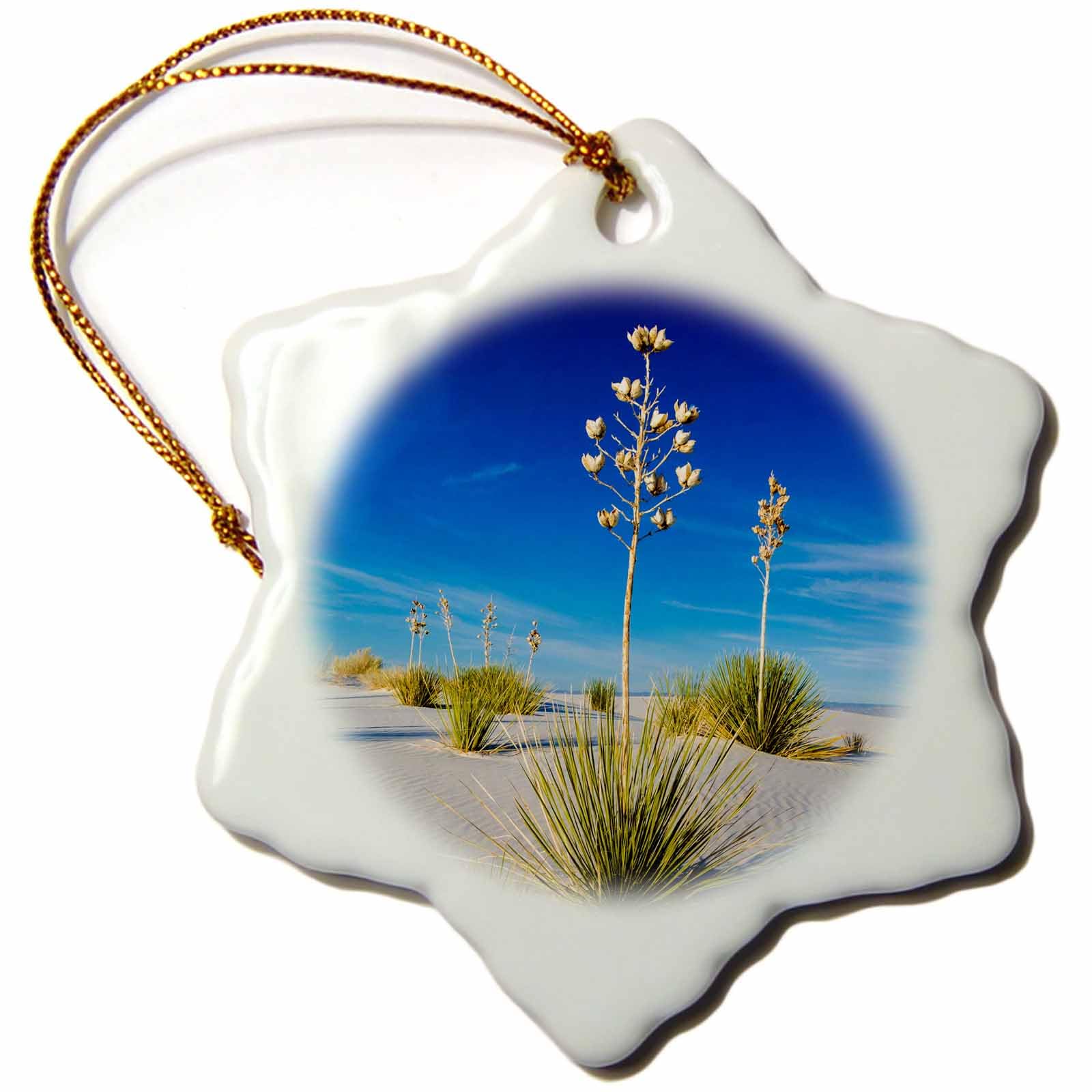 3dRoseSoaptree Yucca in dunes, White Sands National Monument, New Mexico - Snowflake Ornament, 3-inch (orn_259755_1)