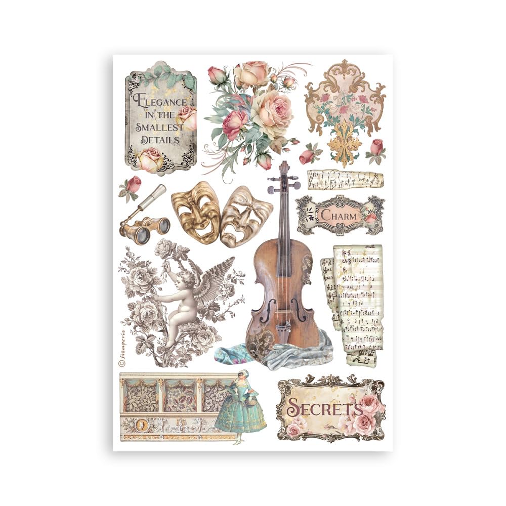 Stamperia - Washi Pad for Scrapbooking, Albums, Card Making, Bullet Journalling and More, Translucent and Easy to Cut, Acid Free, Perfect for Crafts and Gifting (Venice, City of Art) (A5) (8 Sheets)