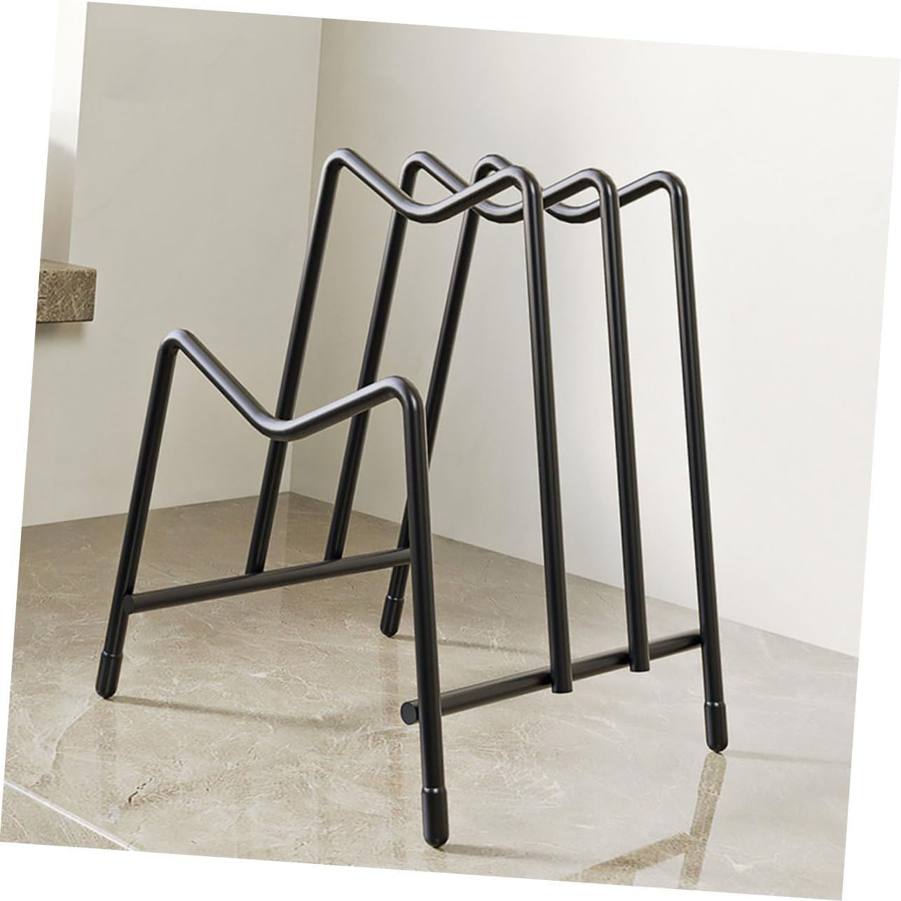 Cabilock Metal Cutting Board Holder Rack Versatile Pot Lid Organizer Stand for Countertop Storage Space Saving Design for Cutting Boards and Pan Lids Stylish