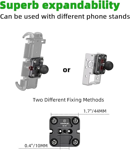 Miniatura 4 de FANAUE Soporte de teléfono de aluminio con adaptador de cabeza esférica de 1" compatible con soportes RAM Tamaño B Brazo de doble zócalo (SA-01)