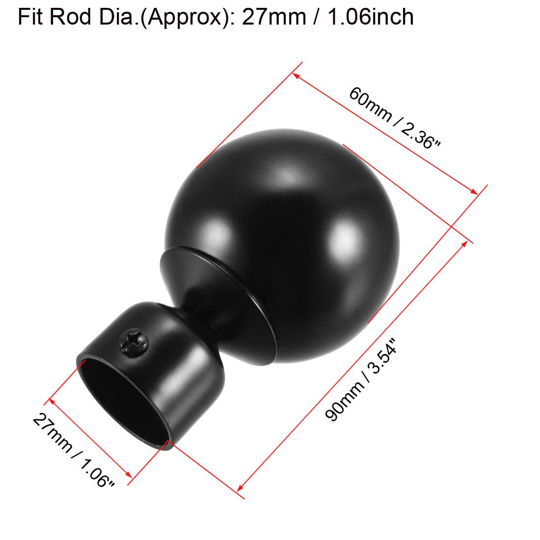 embouts de tringle à rideau sphérique, embouts de tringle à rideau, embouts de tringle à rideau sphérique, embouts de tringle à rideau, embouts de tringle à rideau, extrémité à boule en fer for tringl