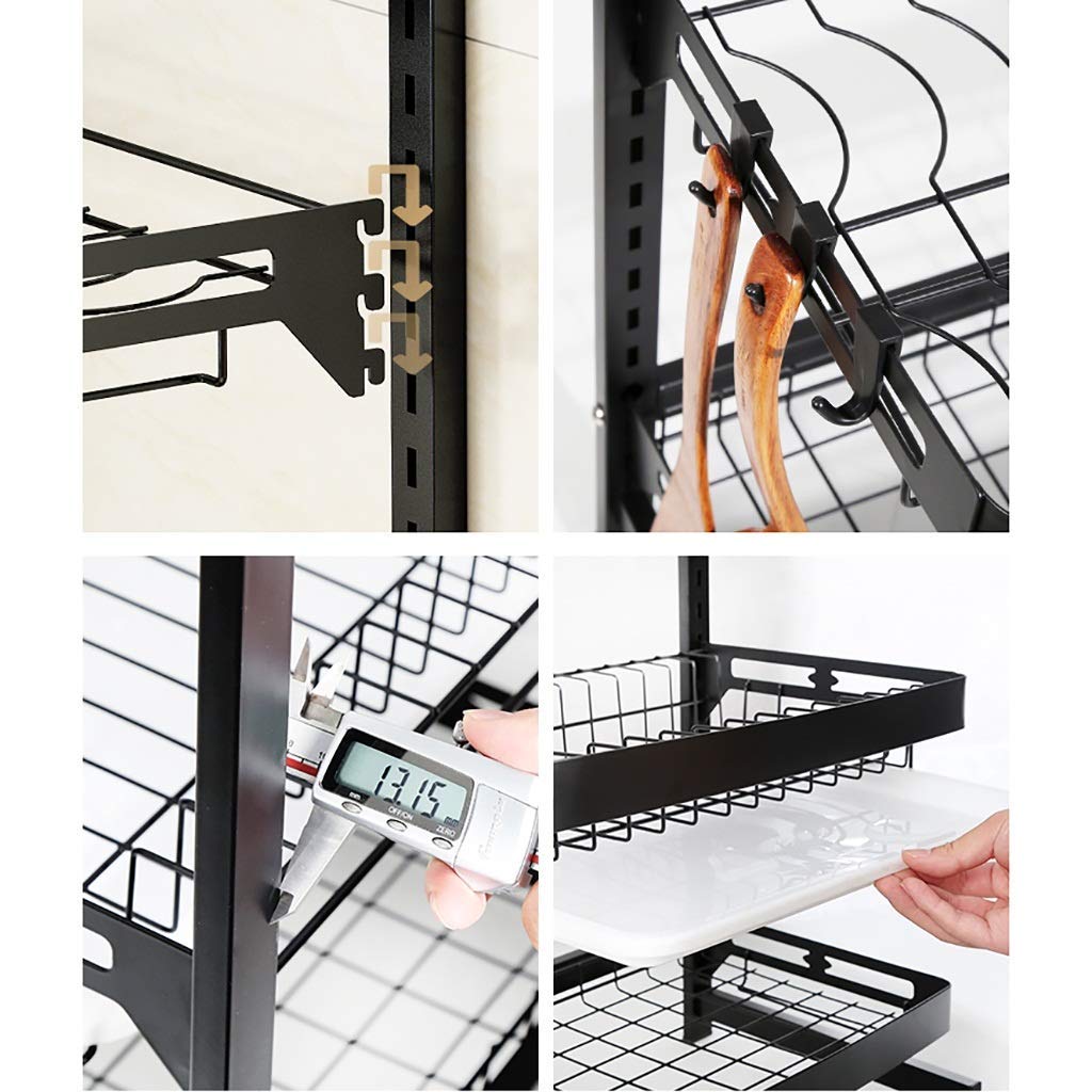 Scolapiatti da parete a 3 ripiani in acciaio inox 201, salvaspazio, per asciugare piatti, posate e pentole, design a fette