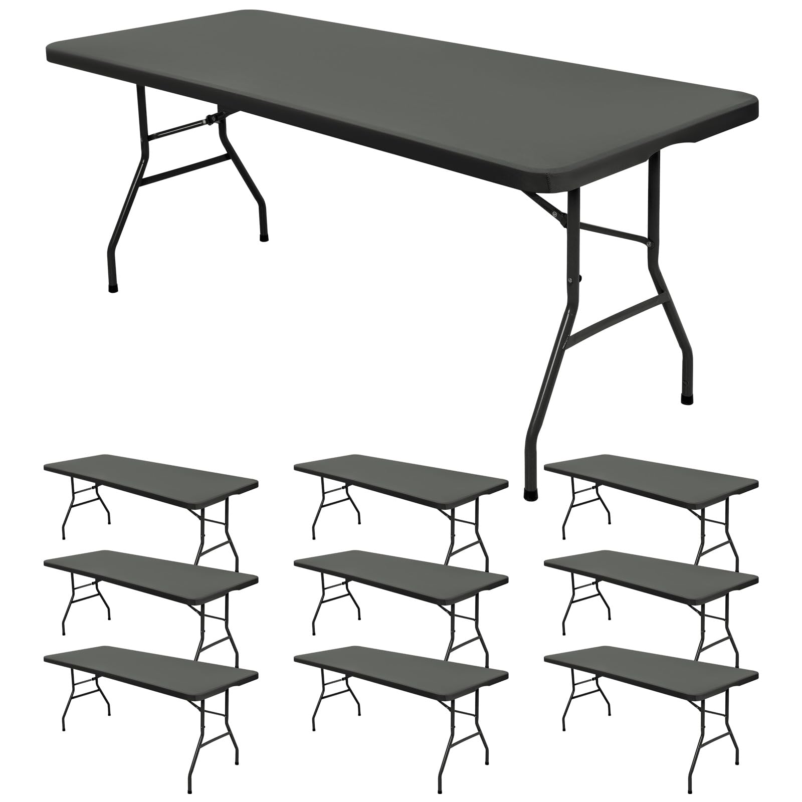 REWOMC 10 Pack Stretch Fabric Table Top Cap Cover, fits 8' Tables, Spandex Table Covers Washable Elastic Rectangle Tablecloth Protector for Indoor