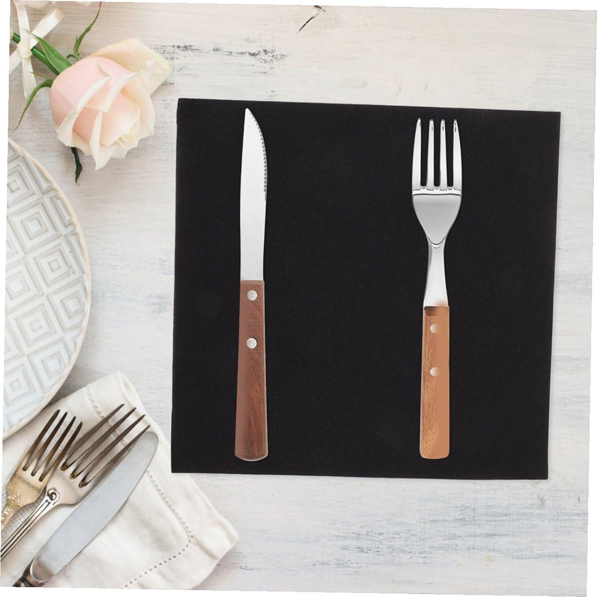 Disposable Dinner Napkins Black Thickened Paper Napkins for Wedding Reception Party Event Use 100pcs (2 Packs)
