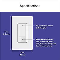 Vista 9 de Lutron Maestro Interruptor de luz con sensor de movimiento para interiores para baño, garaje, lavandería, cualquier bombilla, sensor de ocupación