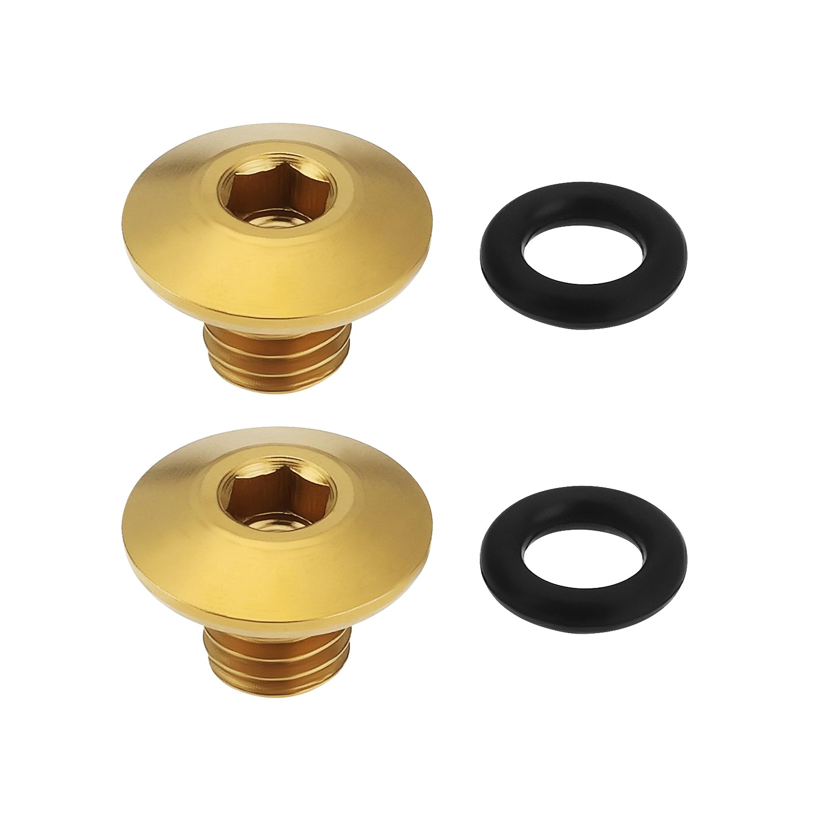 VGOL 2Set Bicycle Bleed Screw O Ring Bike Split Body Oil Cap Screw TC4 Titanium Alloy M5x10mm Bolts Compatible with Shimano XT SLX Zee Deore LX (Gold)