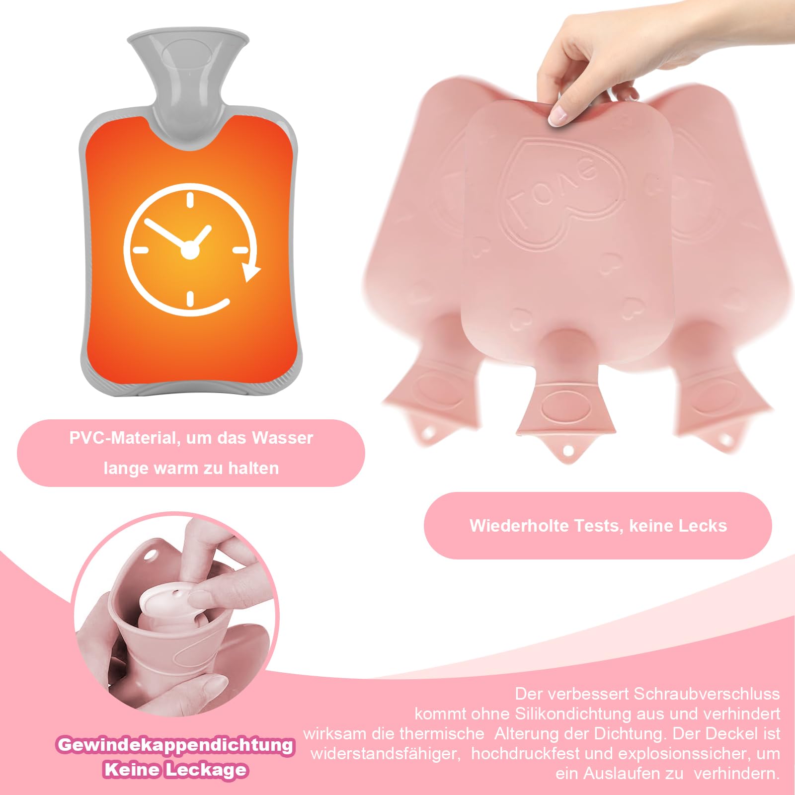 Wärmflaschengürtel 3 in 1 Wärmflasche mit Gürtel, 1L PVC Wärmeflasche mit Bezug Wärmeflasche Wärme Koala Tier 120cm Verlängerte Tragbarer Wärmflasche Gürtel für Rücken Bauch und Nacken