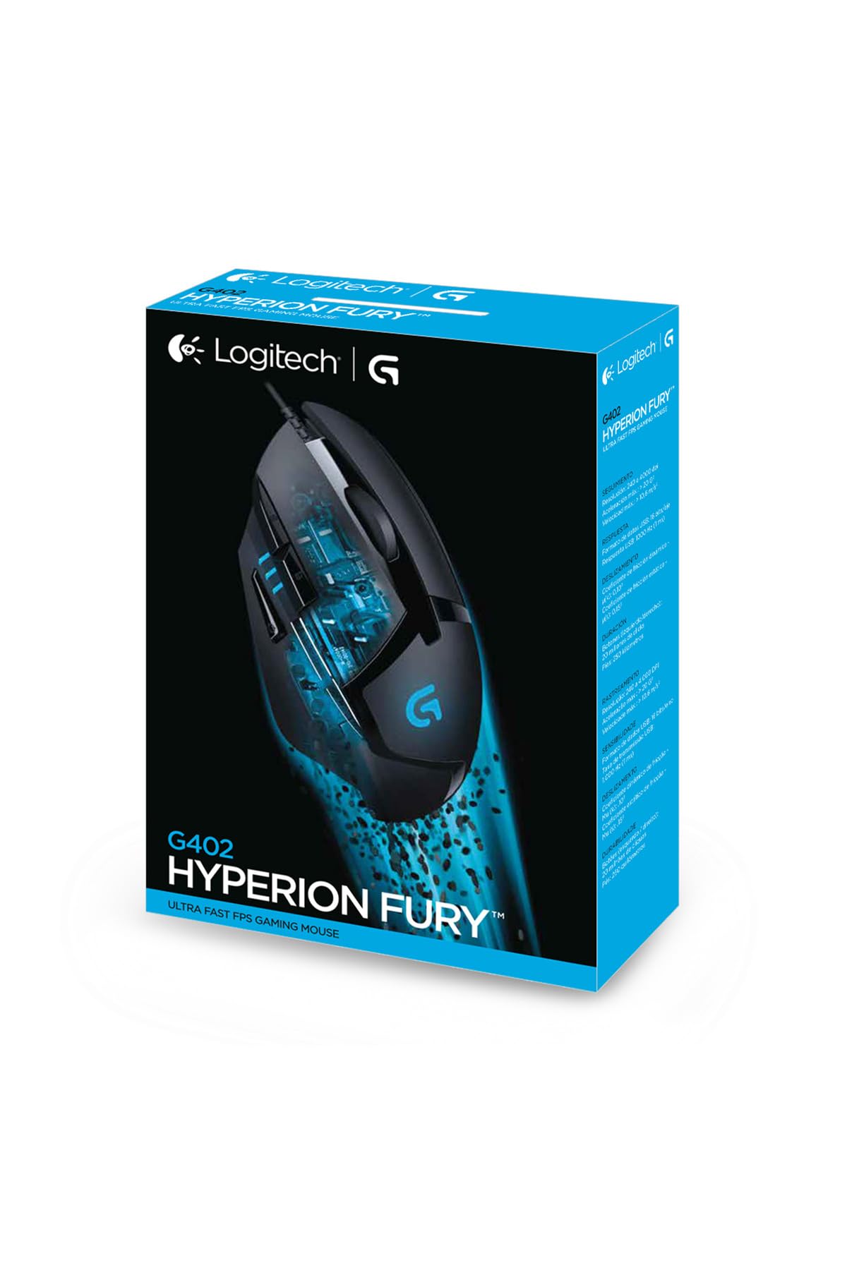 LOGITECH G402 Hyperion Fury USB Mysz przewodowa, śledzenie optyczne 4,000 dpi, zmniejszona waga, 8 programowalnych przycisków, PC/Mac - Czarny
