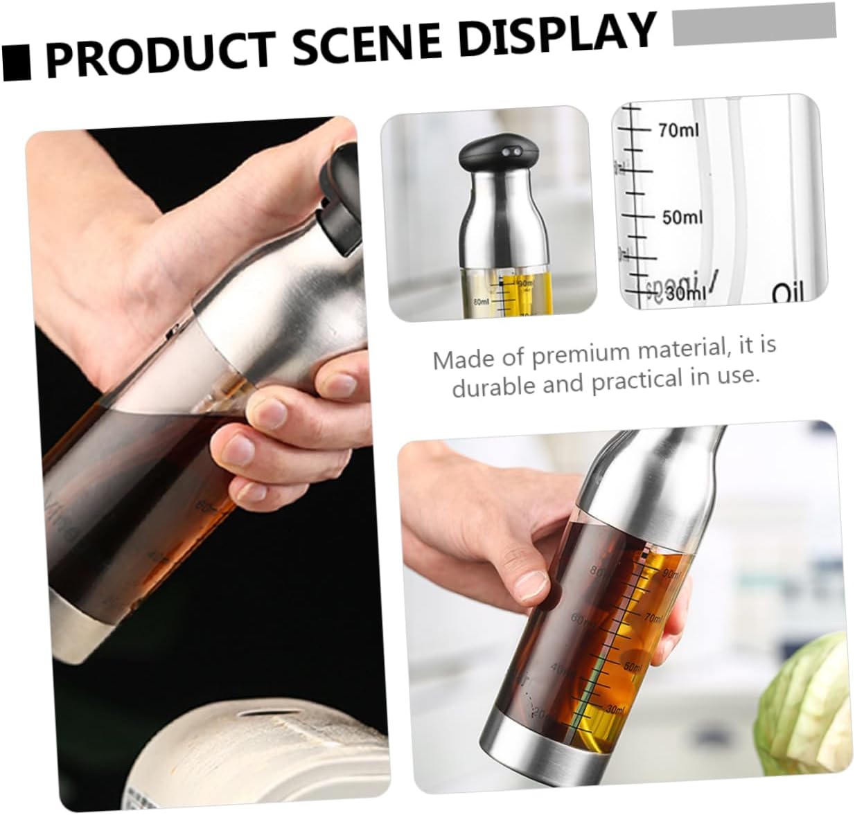 Cabilock Oil Sprayer Bottle Double Press Spray for Cooking Barbecue Salad and Baking Kitchen Oil Dispenser for Controlled
