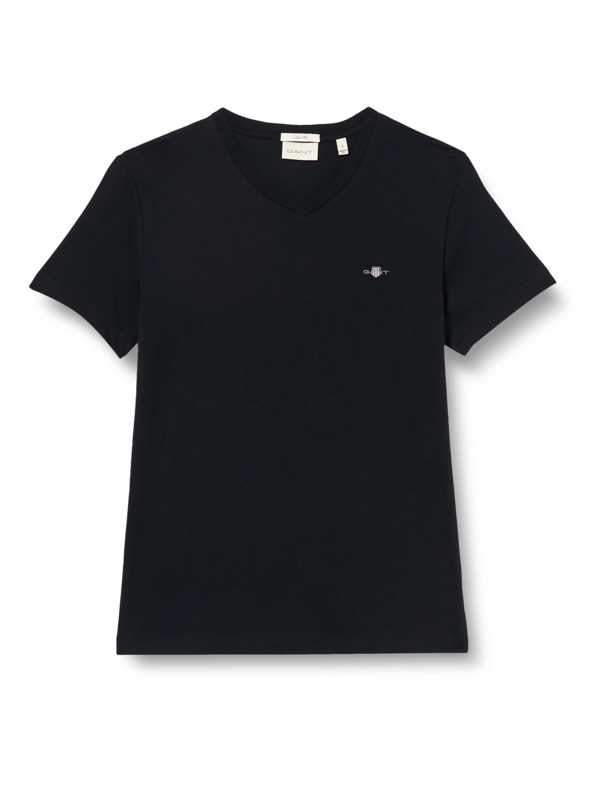 GANT Men's Slim Shield V-Neck T-Shirt with V-Neck Slim Fit, Black, XXL