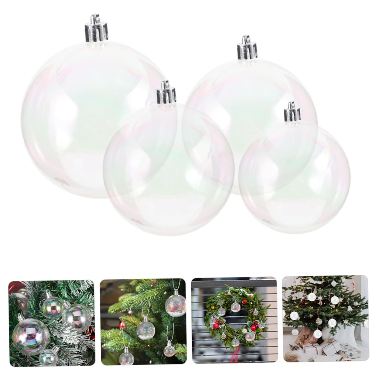 Cabilock 40 Piezas Bolas de Navidad Transparente Rellenables Esferas Plásticas Iridiscentes para Árbol de Navidad Decoración Versátil para Bodas Cumpleaños y Fiestas Seguras y Resistentes