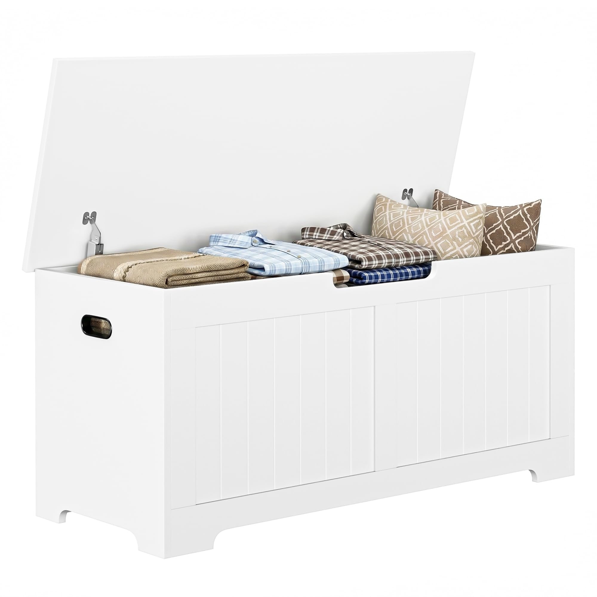 Saicool Wooden Storage Chest,30/40 Inch Storage Trunk w/2 Safety Hinges, Storage Bench, Modern Lift Top Chest Box Organizer (White, 40 Lx 15.7 W x19 H