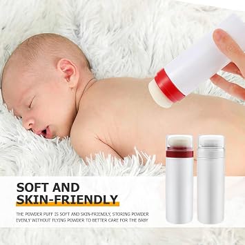 2Pcs Empty Loose Powder Dispenser Bottle Portable Travel Powder Puff Case Baby Talcum Powder Puff Case Refillable Powder Bottle Jars for Home Outdoor Trip(Random Colour)