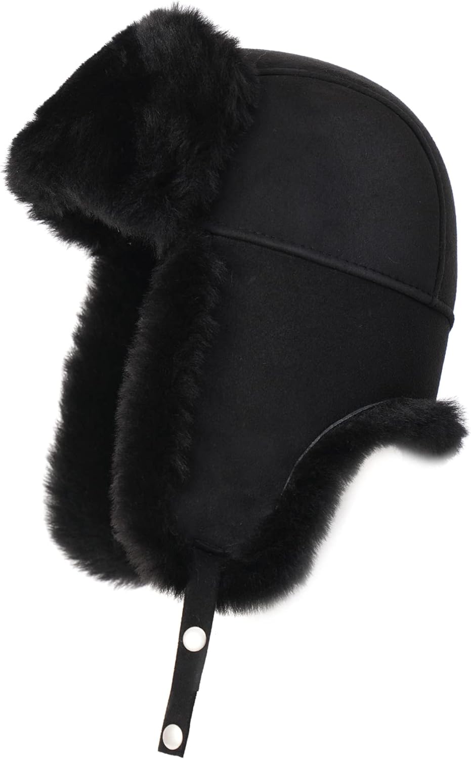 Ushanka Aviator Trapper Leather Hat - Men Women Sheepskin Fur Russian Soviet Earflaps, Warm Outdoor Winter Hat 2024