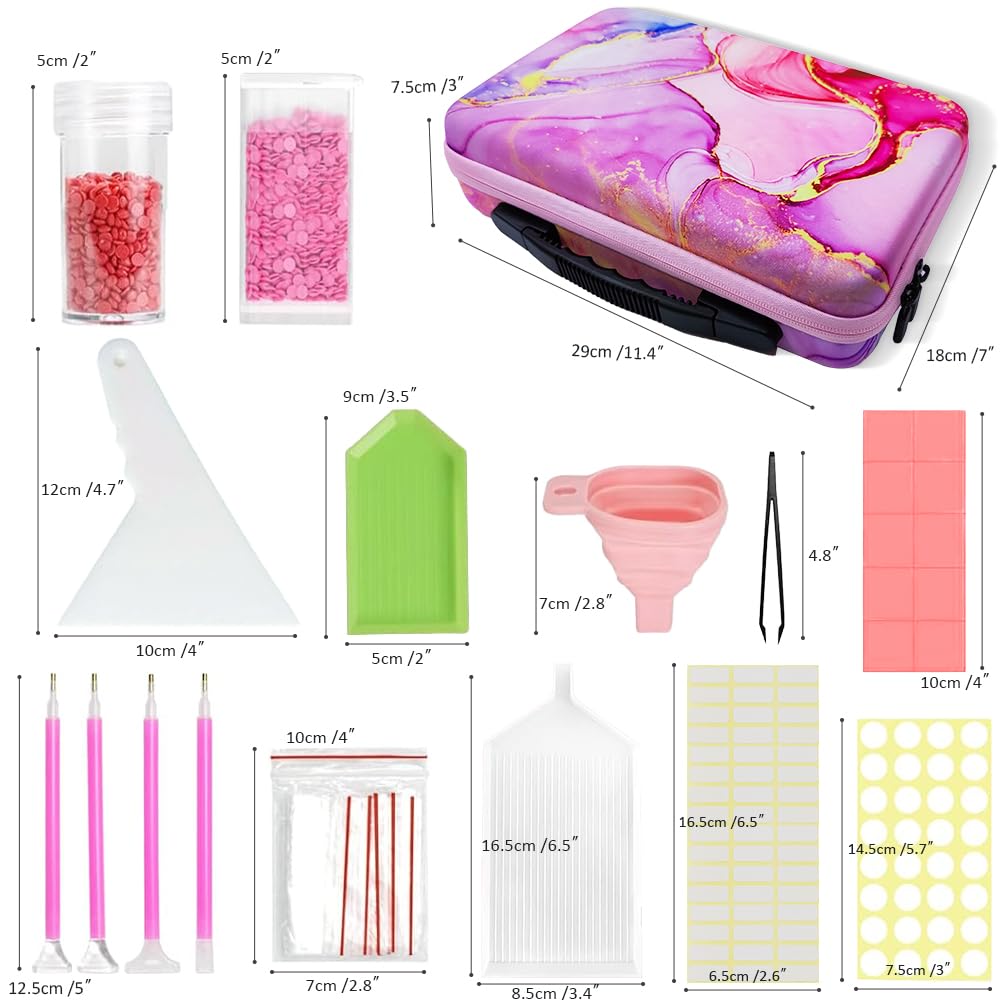 60 Slots Diamond Painting Kit, Organizer Accessori, Vasetti Rotondi Contenitore Trasparente per immagazzinare Pietre, Perline e Kit di Strumenti per Il Fai-da-Te