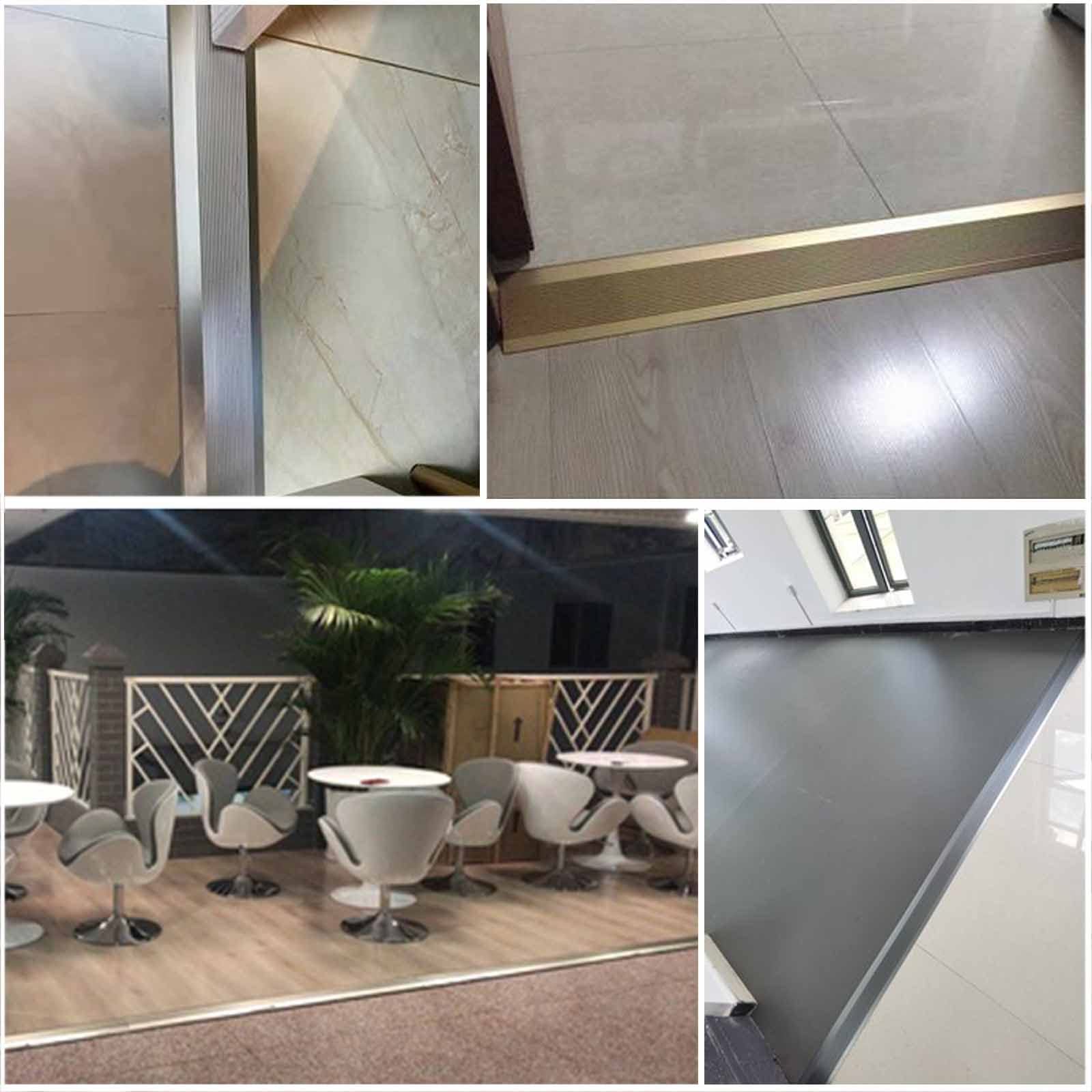 Striscia in metallo antiscivolo, 10 cm di larghezza, riduttore di soglia con scanalatura, lunghezza 1,2 m, per uso domestico, colore nero e soluzione per ingresso sicuro