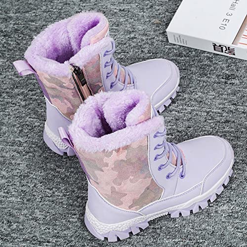 Eliogn Girls Winter Snow Boots Fully Fur Lined Warm Shoes Waterproof Outdoor Walking Boots(Little Kid/Big Kid)4