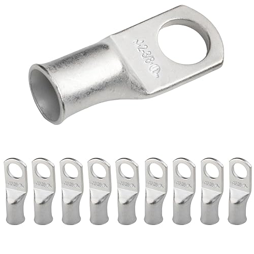 Miniatura 457 de SELTERM - Terminal en anillo de grado marino UL 2/0 AWG 3/8 pulgadas (25 uds) para batería, terminal tubular de cable eléctrico, conector calibre