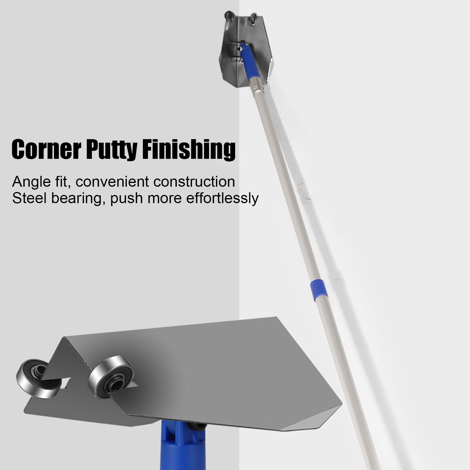 BRRNOO Eckenkelle Rostfreie, Eckenkelle Wandspachtel 360 Grad drehbar ergonomischer Griff Aluminiumlegierung Teleskopstange hochwertiger Eck-Spachtel für Profi-Handwerker und Heimwerker