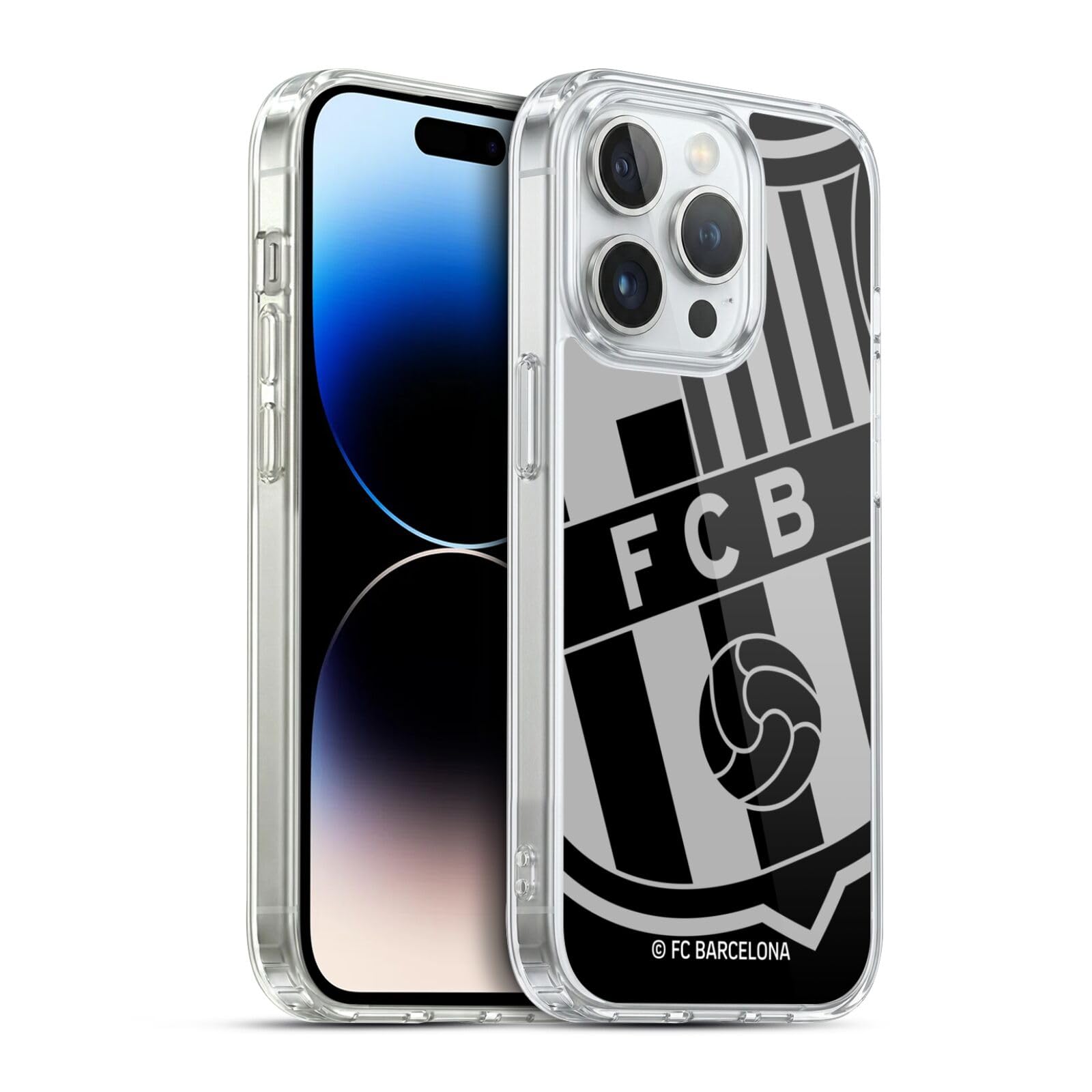 Head Case Designs Licenciado Oficialmente FC Barcelona De Gran tamaño 2017/18 Crest Caso Funda de Gel Suave Compatible con Apple iPhone 14 Pro