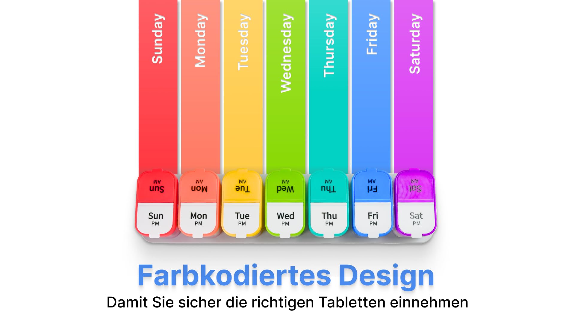 Extra große Tablettenbox 7 Tage morgens abends - XXL Wochen Pillendose - übergroße Medikamentenbox für eine Woche Tabletten Organizer mit großen herausnehmbaren Tagesfächern Pillendose 2 Fächer