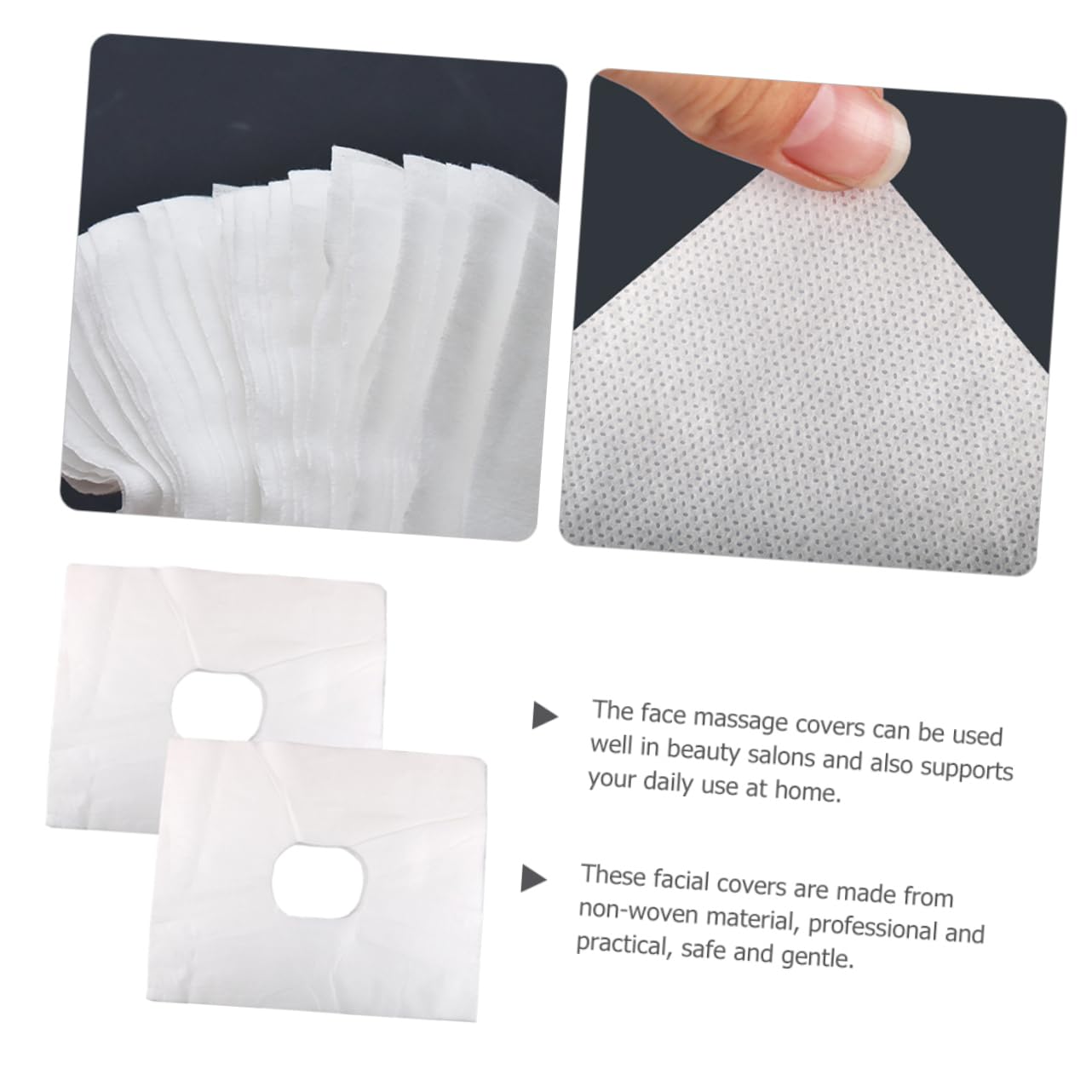 NOLITOY 200Pcs Disposable Face Massage Covers Non Woven Headrest Covers for Massage Bed Ergonomic Design for Beauty Salons Home Use Soft Convenient Facial Cushions