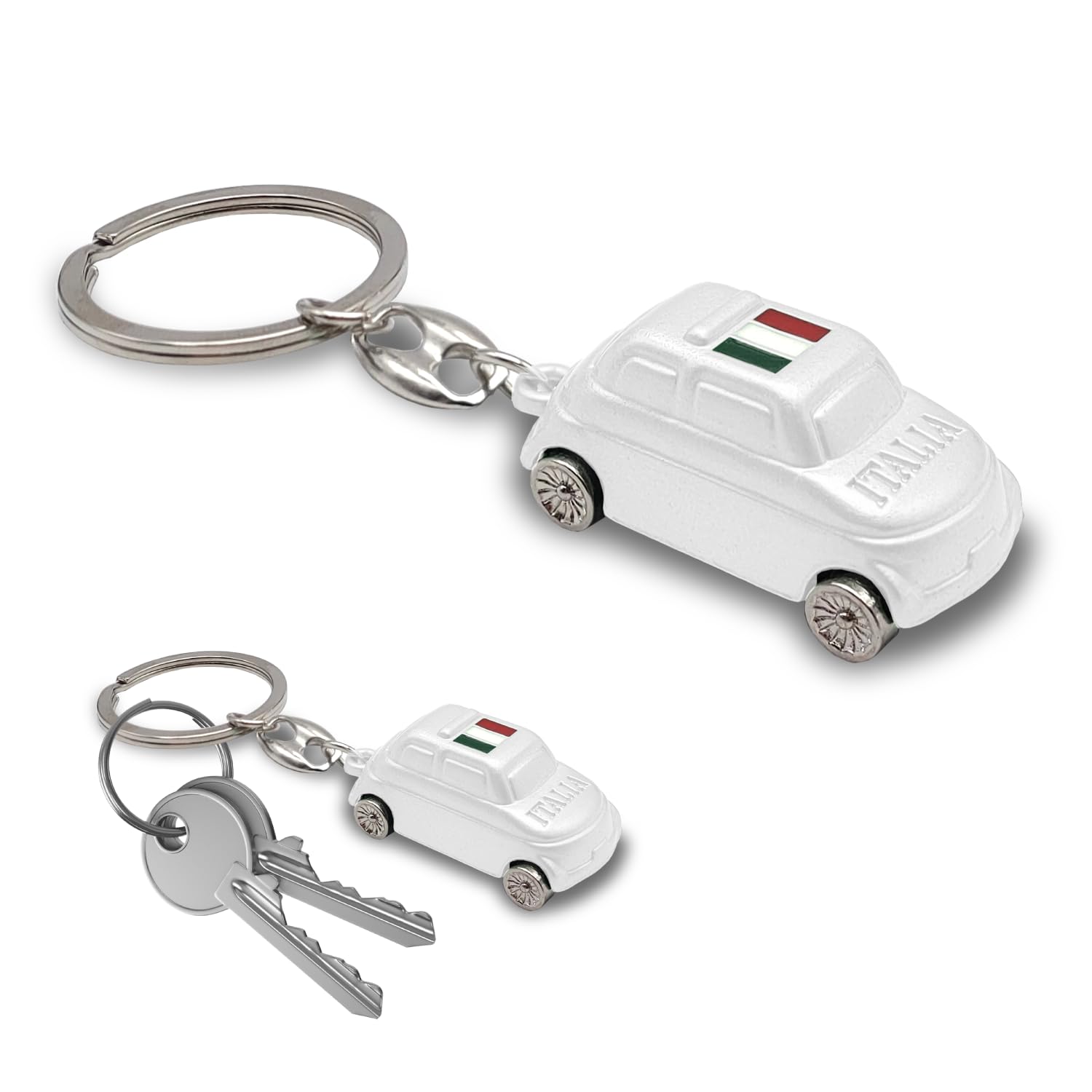 Leddy Living Llavero 500 3D de bolsillo con anillo porta llaves bandera nacional italiana Italia de metal, accesorio para hombre y mujer, idea regalo