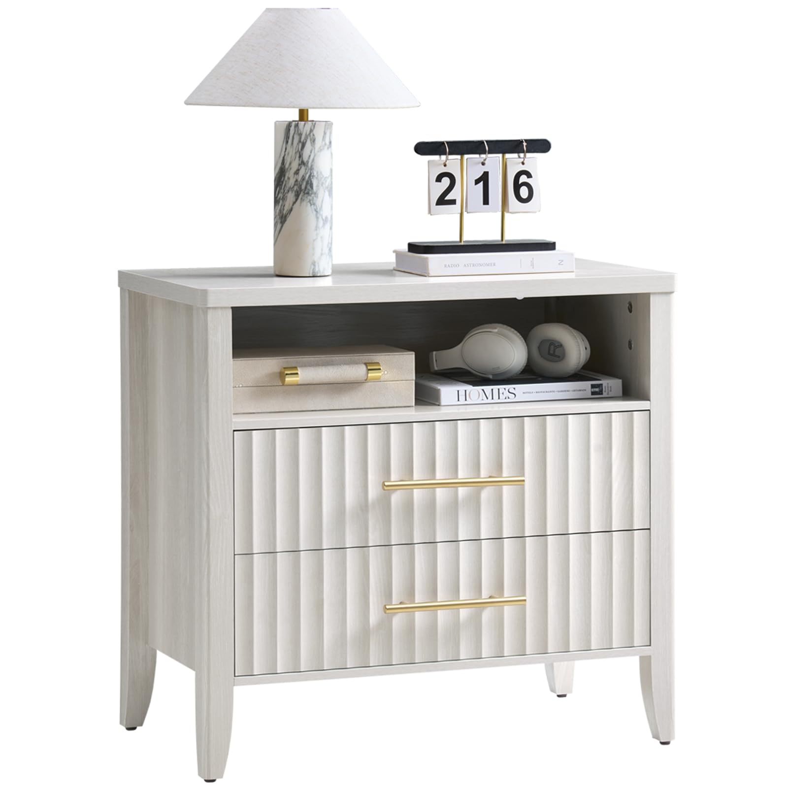 NOWABAY Fluted 2-Drawer Nightstand