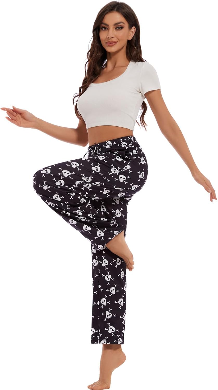 ccko Women’s Comfy Pajama Pants with Pockets, Stretch Drawstring Lounge Pants, Soft Casual Wide Leg Pjs Sleep Bottoms - Image 6
