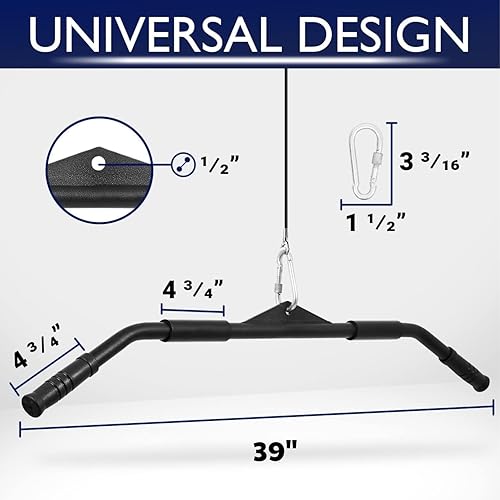 Miniatura 2 de Yes4All Neutral Paddle Grip LAT Pull Down Bar, Range of Motion Spreader Handle Cable Attachments