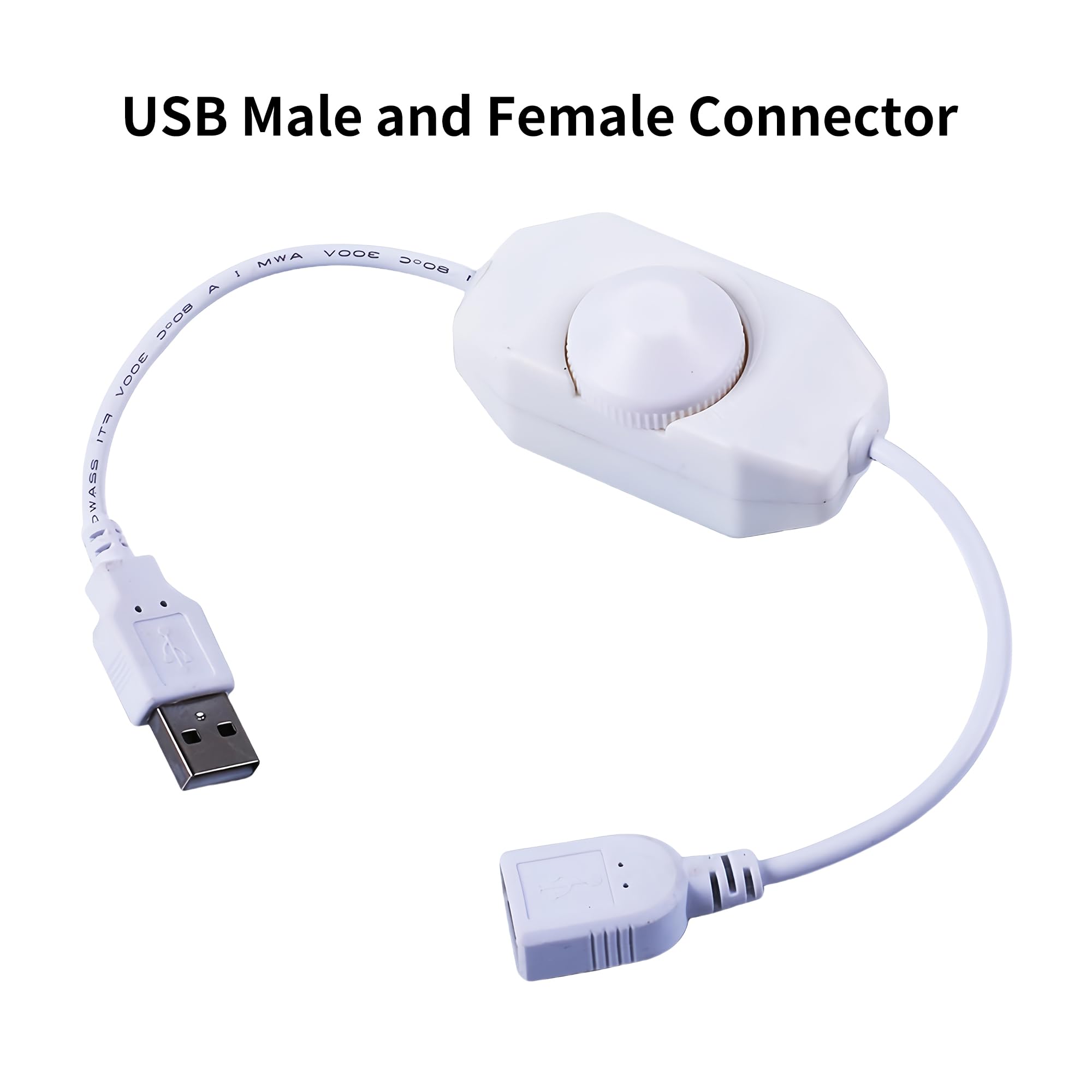 Clearhill 2Packs 5V USB Rotary Dimmer Switch with USB Male and Female Connectors(White),Brightness Adjustable Controller,Manual Knob Dimmer Switch for 5V LED Strips Lights - Image 4