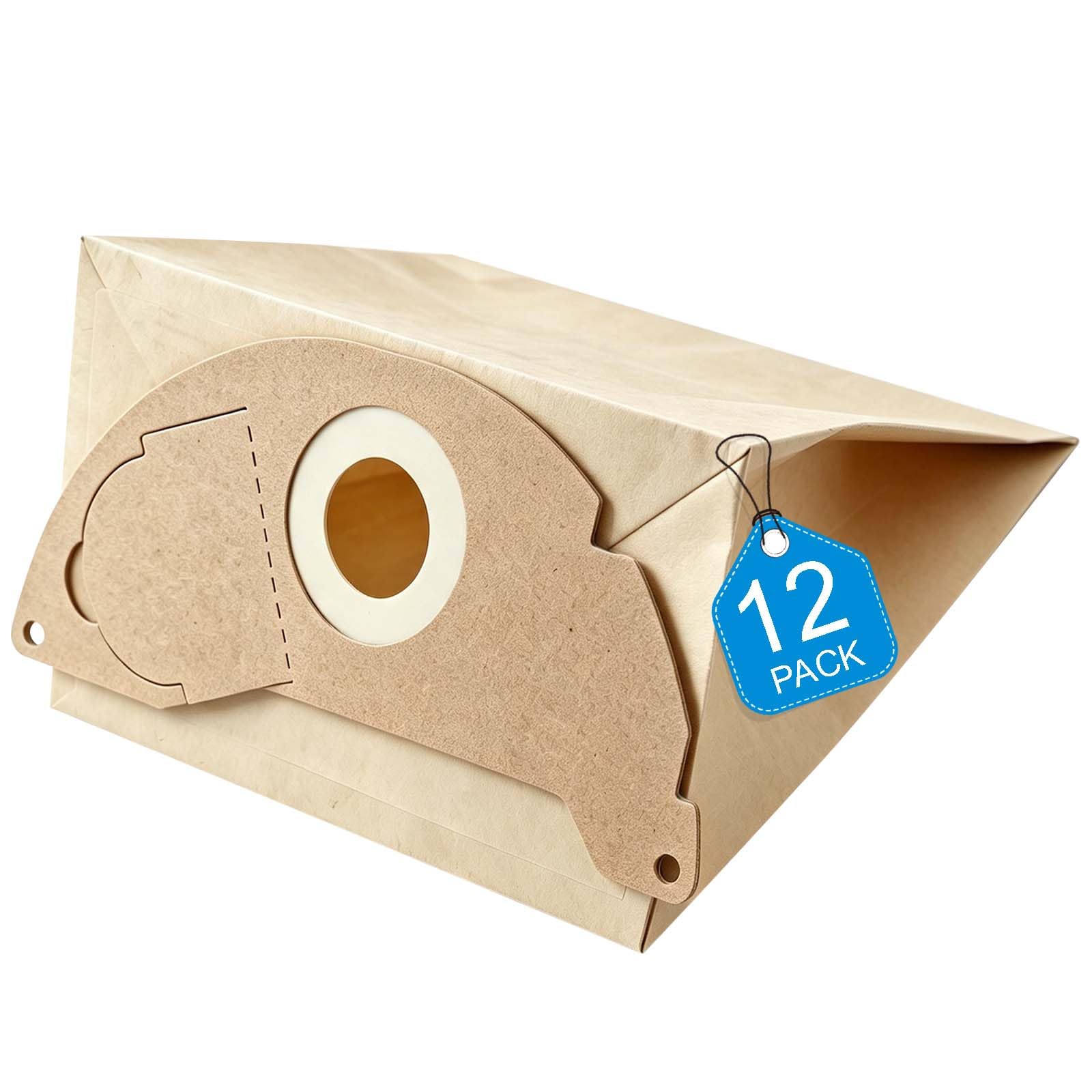 12 Pack KFI 222 Vacuum Bags for Karcher WD2 Wet and Dry Vacuum Cleaners