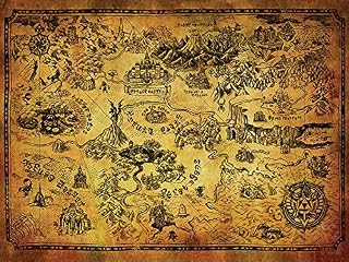 The Legend Of Zelda "Hyrule Map" Canvas Print, Cotton, Multi-Colour, 3.20 x 60.00 x 80.00 cm