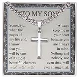 To My Son Cross Necklace From Mom - Son Stainless Steel Cross Necklace Pendant With Message Card In