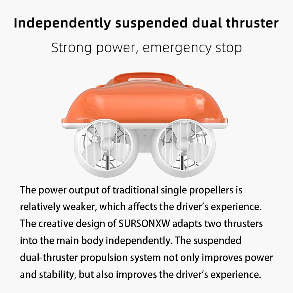 Underwater Scooter Dual Motors with Aqua Propulsion System w/Camera Mount | 3 Speeds (8.08mph Max, 56lbs Thrust) | 100min Runtime Portable Sea Scooter for Snorkeling & Boat Adventures (Adults)