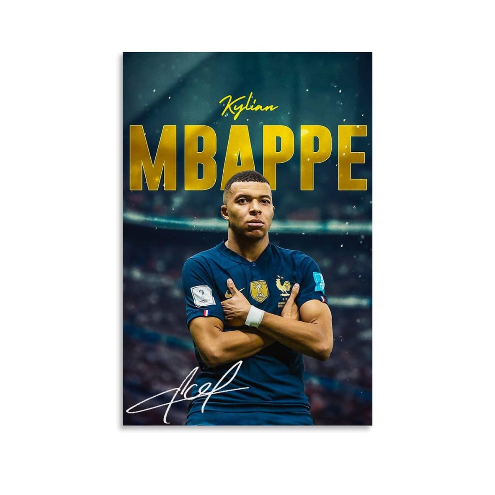 HUANGSHE Soccer Superstar Kylian Mbappe Signed Wall Decor Poster