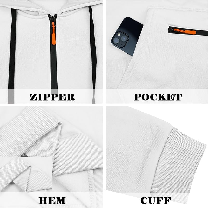 Men's Fleece Hoodie Sweatshirts Workout Athletic Hoodies Long Sleeve Quarter Zip Pullover Sweatshirt with Kanga Pockets - Image 6