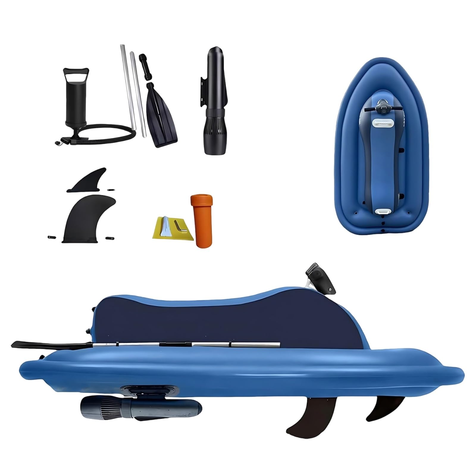 Jet Ski Gonflable Motorisé pour Adulte, Scooter sous-Marin Électrique Brushless, Kit Moteur pour Canot Canoe, Propulseur Portable de Plongée Randonnée Aquatique Snorkeling Vacances