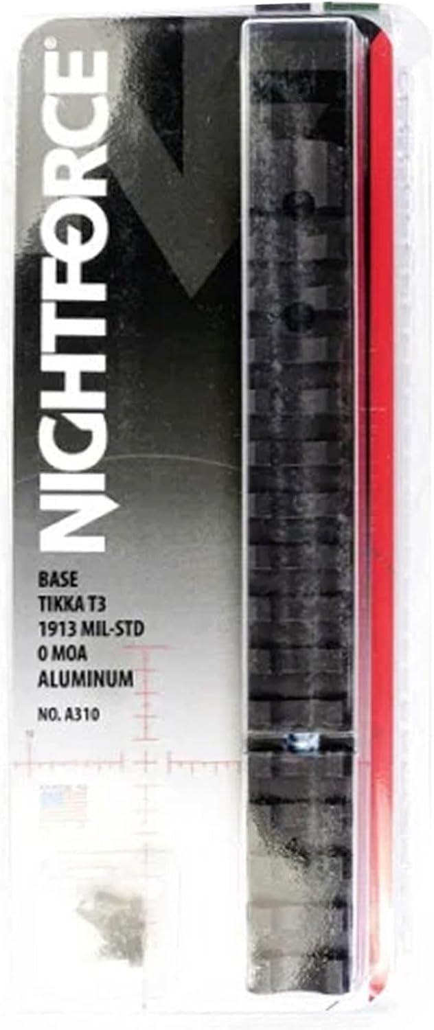 Nightforce Standard Duty Base | 1-Piece 1913 Mil-Std/Picatinny Black Anodized Aluminum Mounting Base Compatible with Tikka T3 | 0 MOA