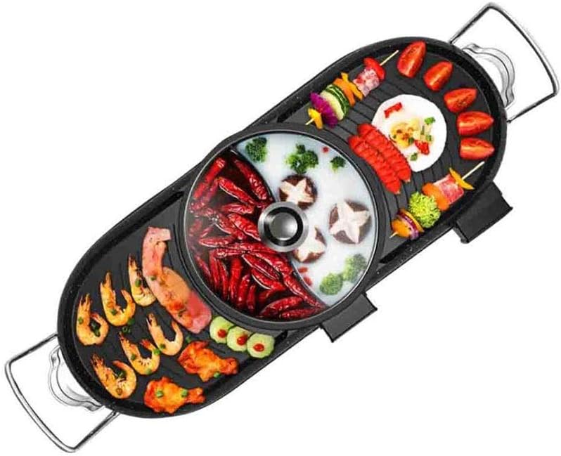 Electric Grill, Hot Pot BBQ, Barbecue 1-pot Home Smoke-free Non-stick Baking Tray, Suitable for Family Dinner of 2-10